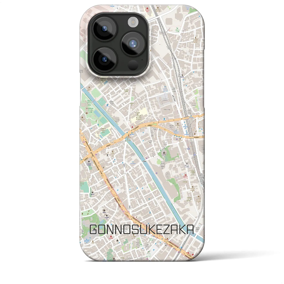 【権之助坂】地図柄iPhoneケース（バックカバータイプ・ナチュラル）iPhone 15 Pro Max 用