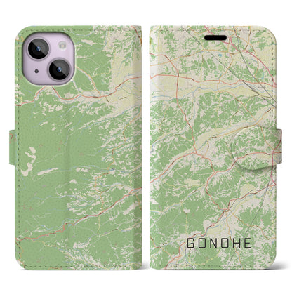 【五戸（青森県）】地図柄iPhoneケース（手帳タイプ）ナチュラル・iPhone 14 用