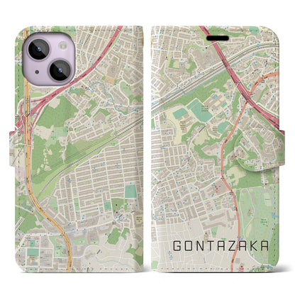 【権太坂（神奈川県）】地図柄iPhoneケース（手帳タイプ）ナチュラル・iPhone 14 用