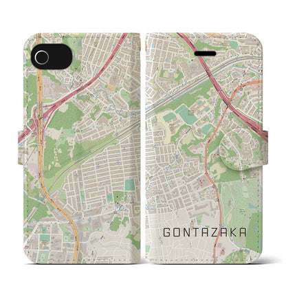 【権太坂（神奈川県）】地図柄iPhoneケース（手帳タイプ）ナチュラル・iPhone SE（第3 / 第2世代） / 8 / 7 / 6s / 6 用