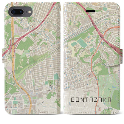 【権太坂（神奈川県）】地図柄iPhoneケース（手帳タイプ）ナチュラル・iPhone 8Plus /7Plus / 6sPlus / 6Plus 用