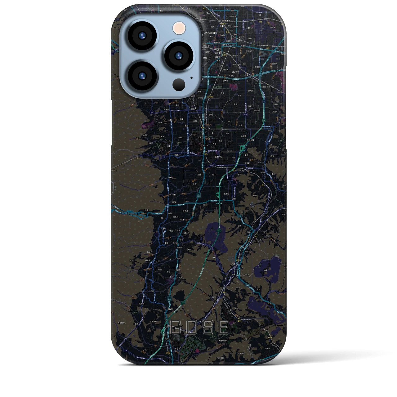 【御所】地図柄iPhoneケース（バックカバータイプ・ブラック）iPhone 13 Pro Max 用