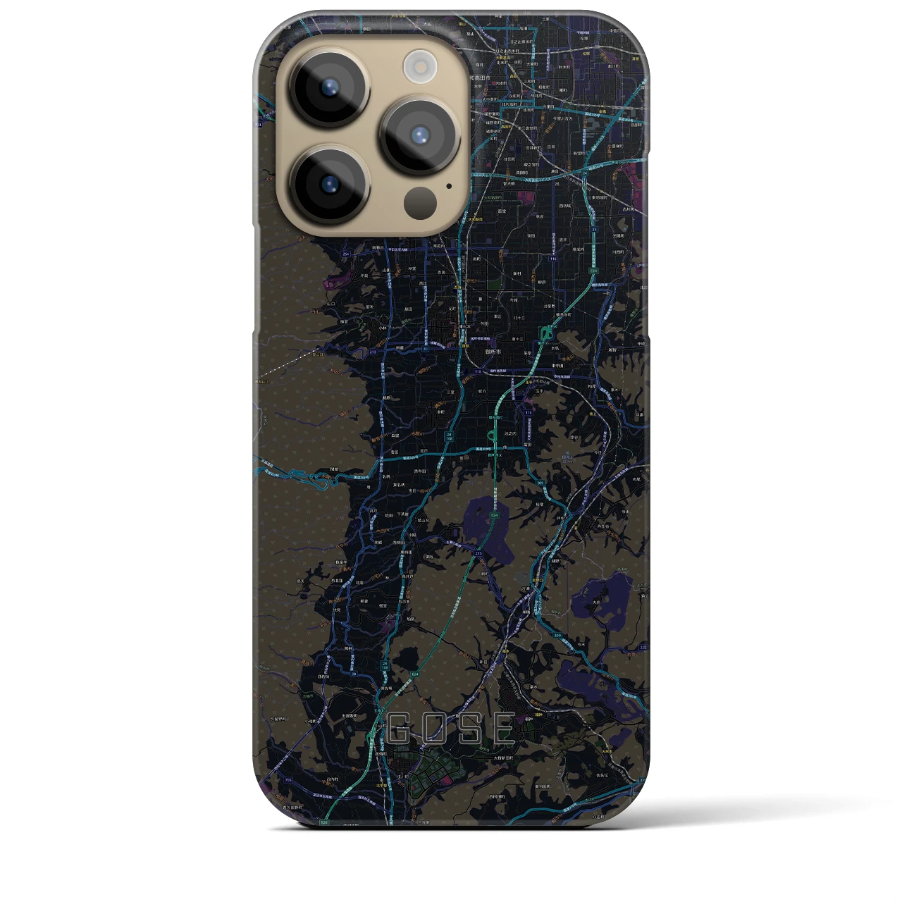 【御所】地図柄iPhoneケース（バックカバータイプ・ブラック）iPhone 14 Pro Max 用