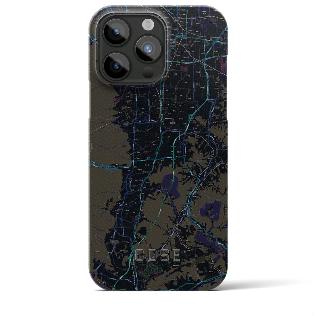 【御所】地図柄iPhoneケース（バックカバータイプ・ブラック）iPhone 15 Pro Max 用