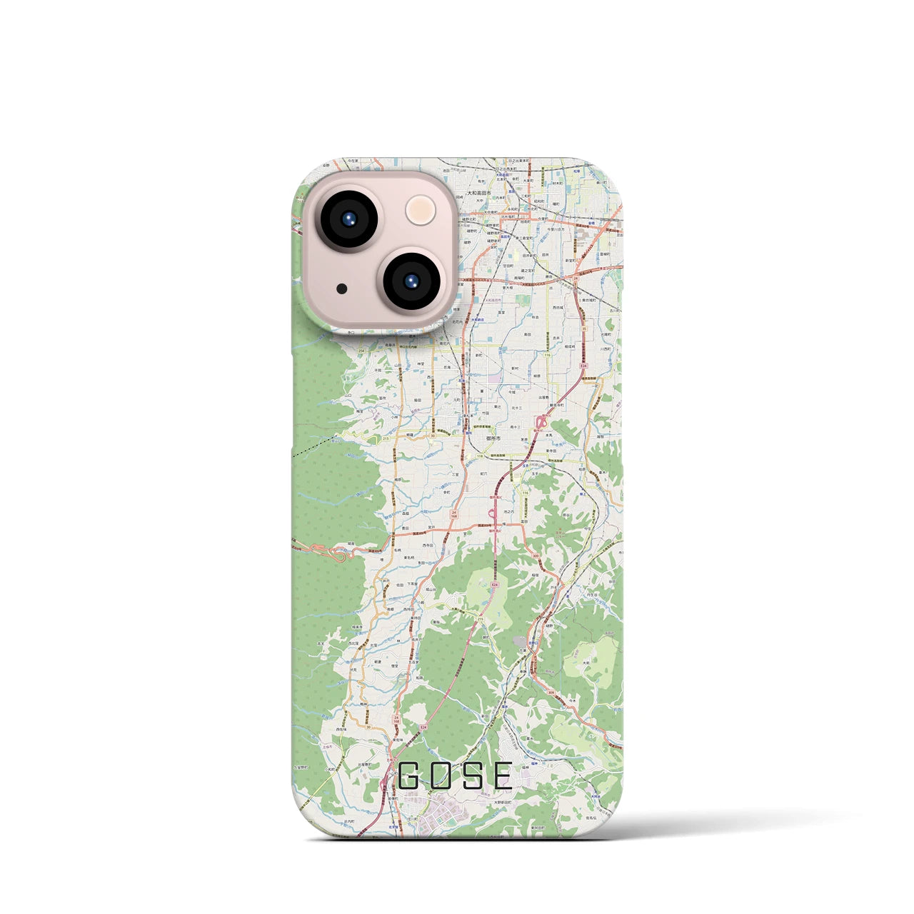 【御所】地図柄iPhoneケース（バックカバータイプ・ナチュラル）iPhone 13 mini 用