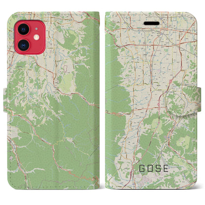 【御所（奈良県）】地図柄iPhoneケース（手帳タイプ）ナチュラル・iPhone 11 用