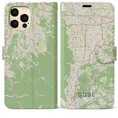 【御所（奈良県）】地図柄iPhoneケース（手帳タイプ）ナチュラル・iPhone 12 Pro Max 用