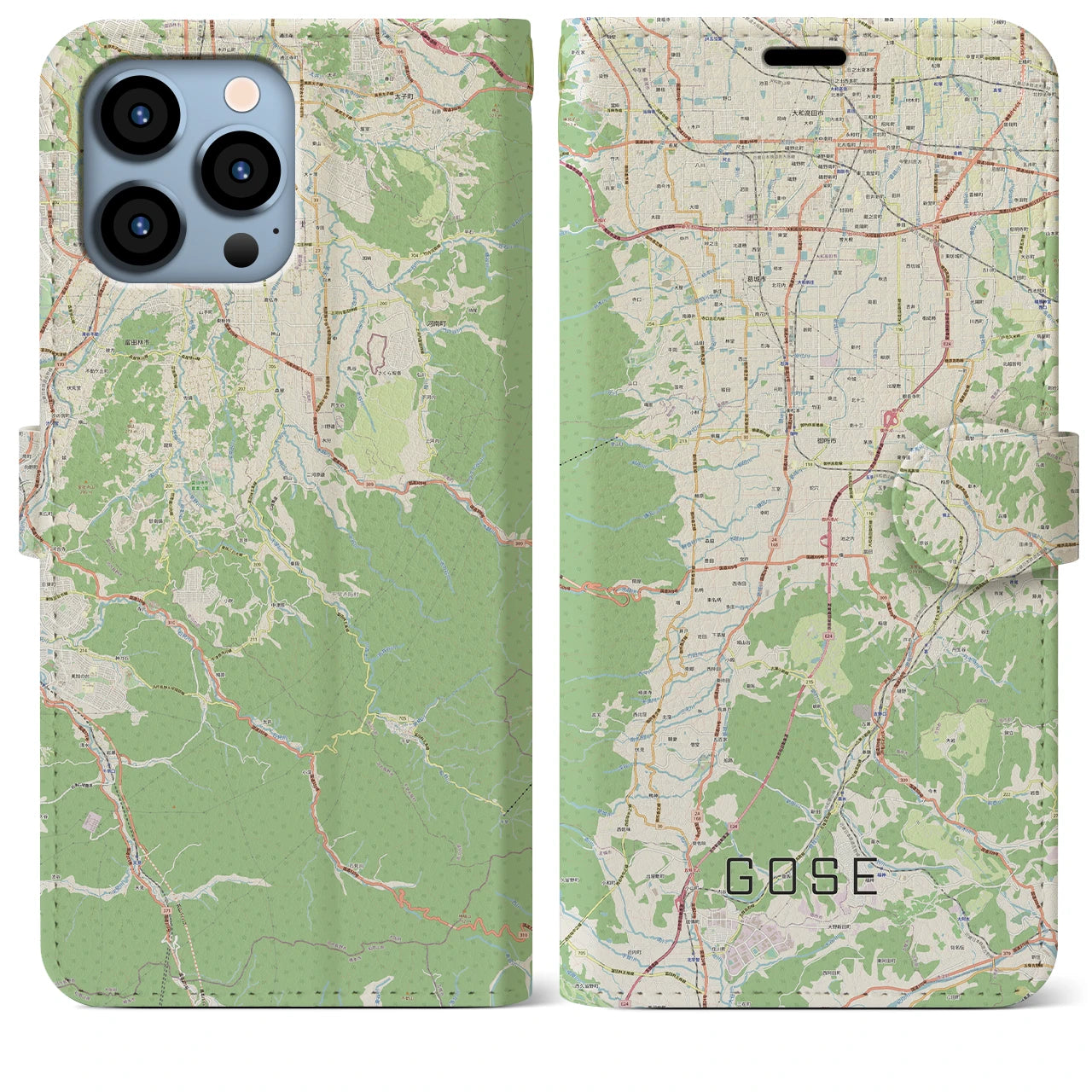 【御所】地図柄iPhoneケース（手帳両面タイプ・ナチュラル）iPhone 13 Pro Max 用