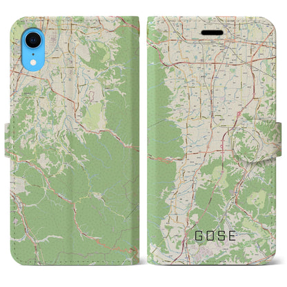 【御所（奈良県）】地図柄iPhoneケース（手帳タイプ）ナチュラル・iPhone XR 用