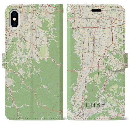 【御所（奈良県）】地図柄iPhoneケース（手帳タイプ）ナチュラル・iPhone XS Max 用