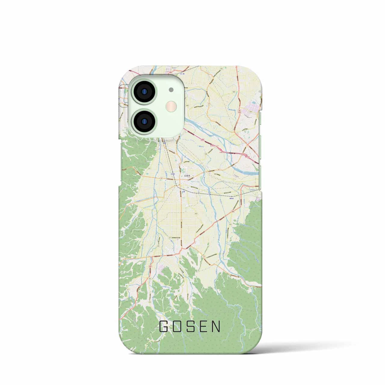 【五泉】地図柄iPhoneケース（バックカバータイプ・ナチュラル）iPhone 12 mini 用