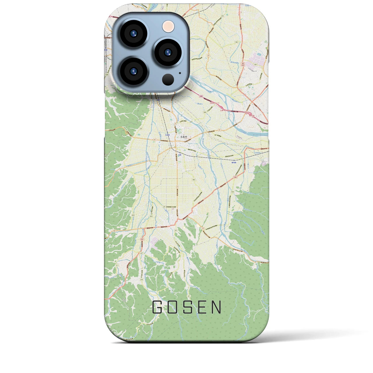 【五泉】地図柄iPhoneケース（バックカバータイプ・ナチュラル）iPhone 13 Pro Max 用