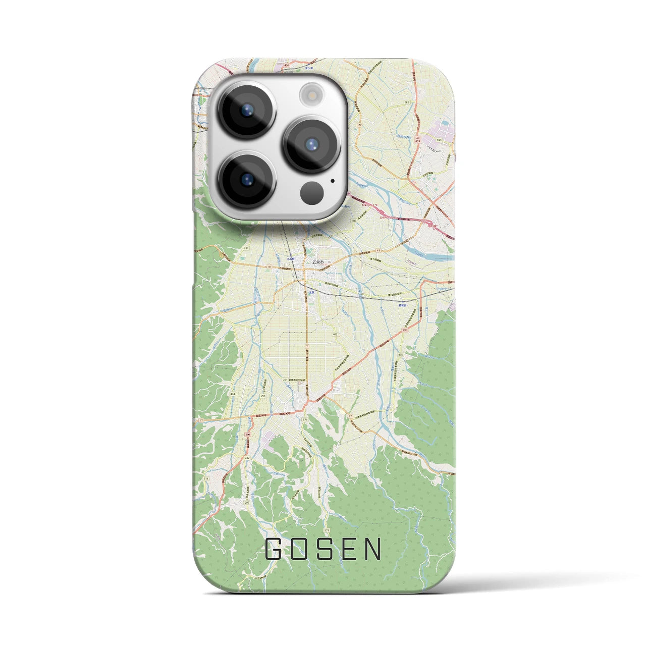 【五泉】地図柄iPhoneケース（バックカバータイプ・ナチュラル）iPhone 14 Pro 用