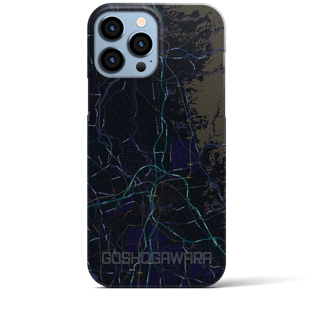 【五所川原】地図柄iPhoneケース（バックカバータイプ・ブラック）iPhone 13 Pro Max 用