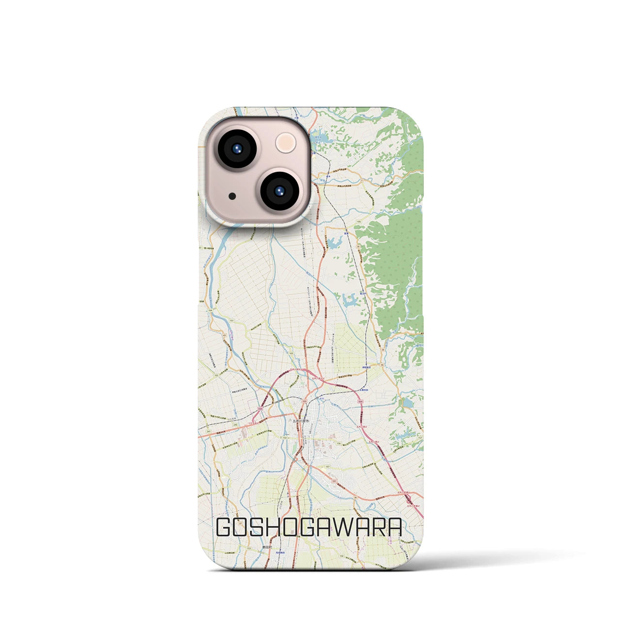 【五所川原】地図柄iPhoneケース（バックカバータイプ・ナチュラル）iPhone 13 mini 用