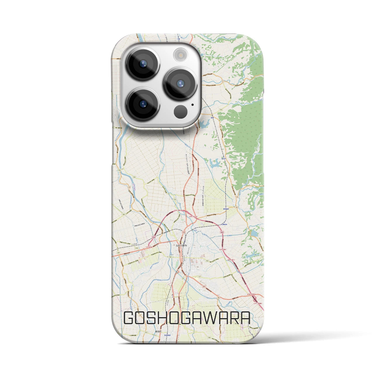 【五所川原】地図柄iPhoneケース（バックカバータイプ・ナチュラル）iPhone 14 Pro 用