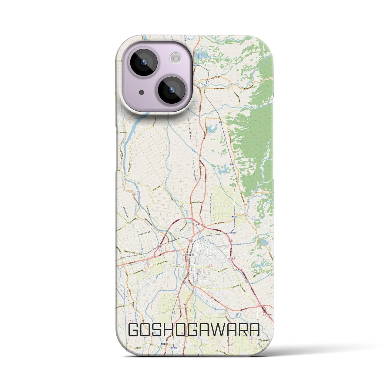 【五所川原】地図柄iPhoneケース（バックカバータイプ・ナチュラル）iPhone 14 用