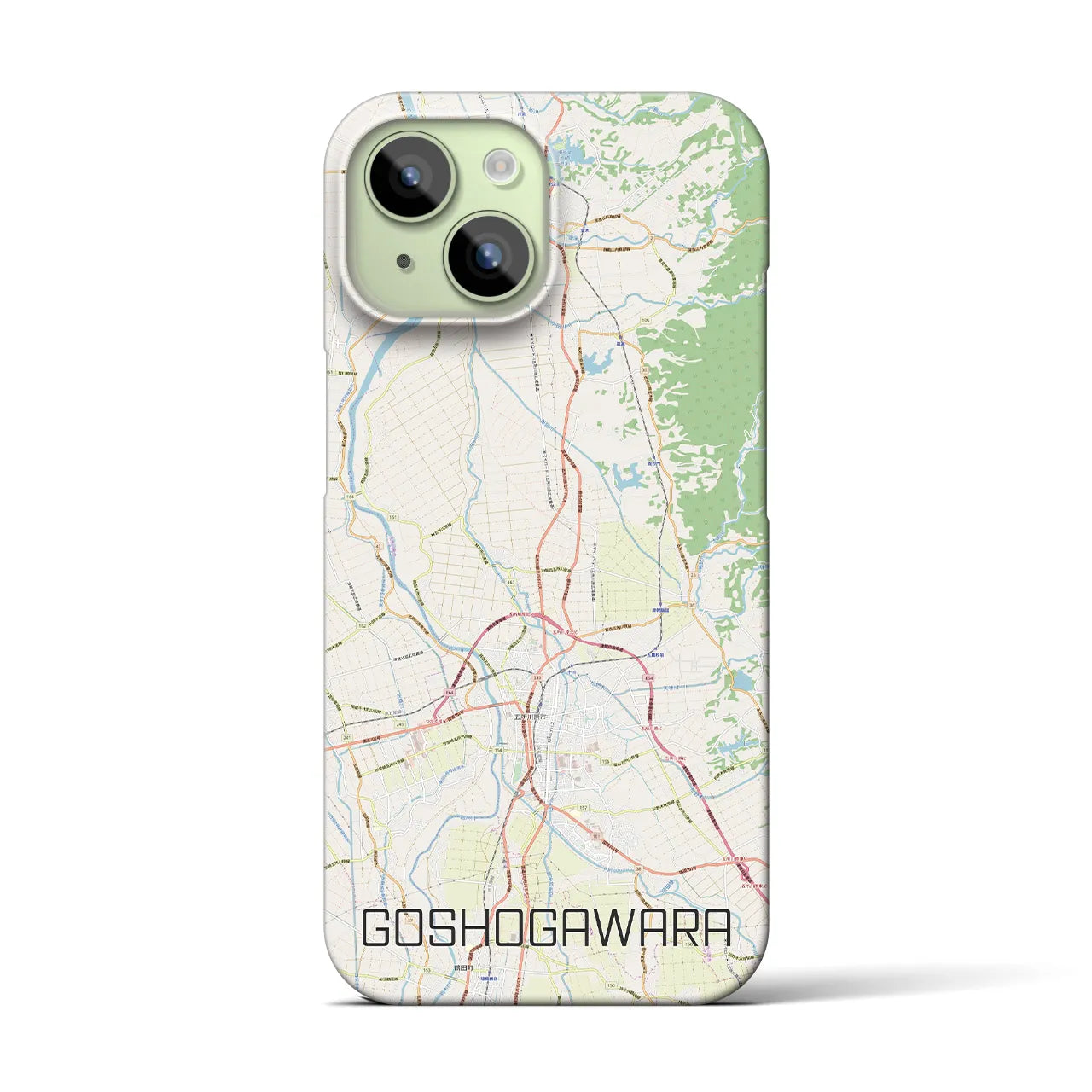 【五所川原】地図柄iPhoneケース（バックカバータイプ・ナチュラル）iPhone 15 用