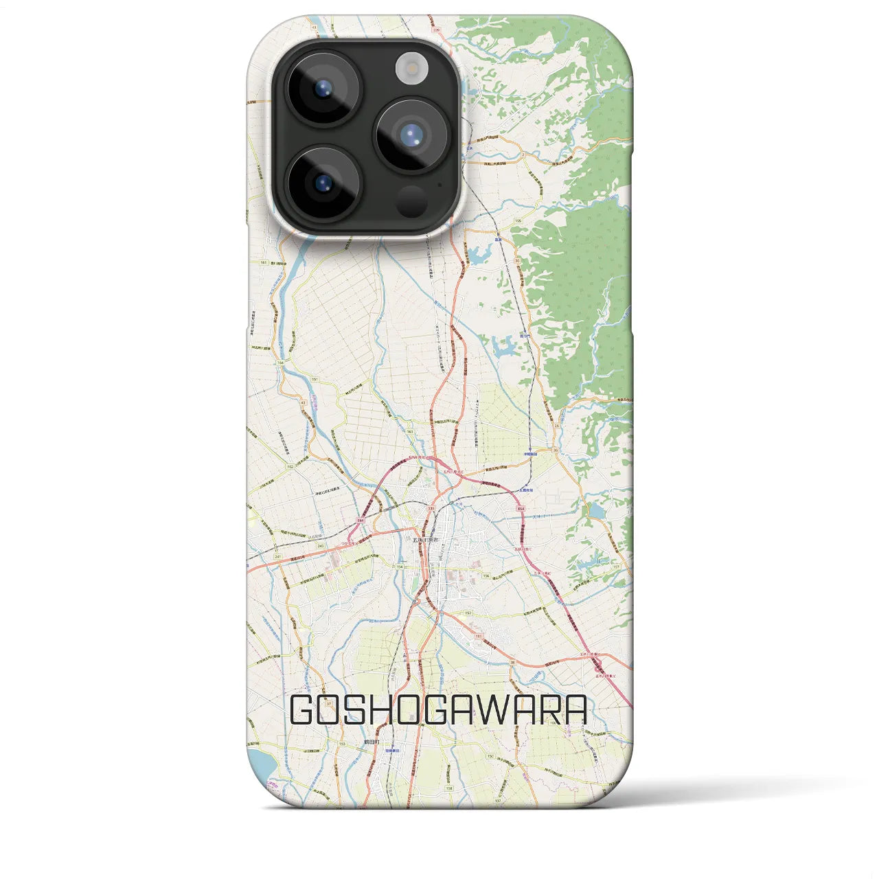 【五所川原】地図柄iPhoneケース（バックカバータイプ・ナチュラル）iPhone 15 Pro Max 用
