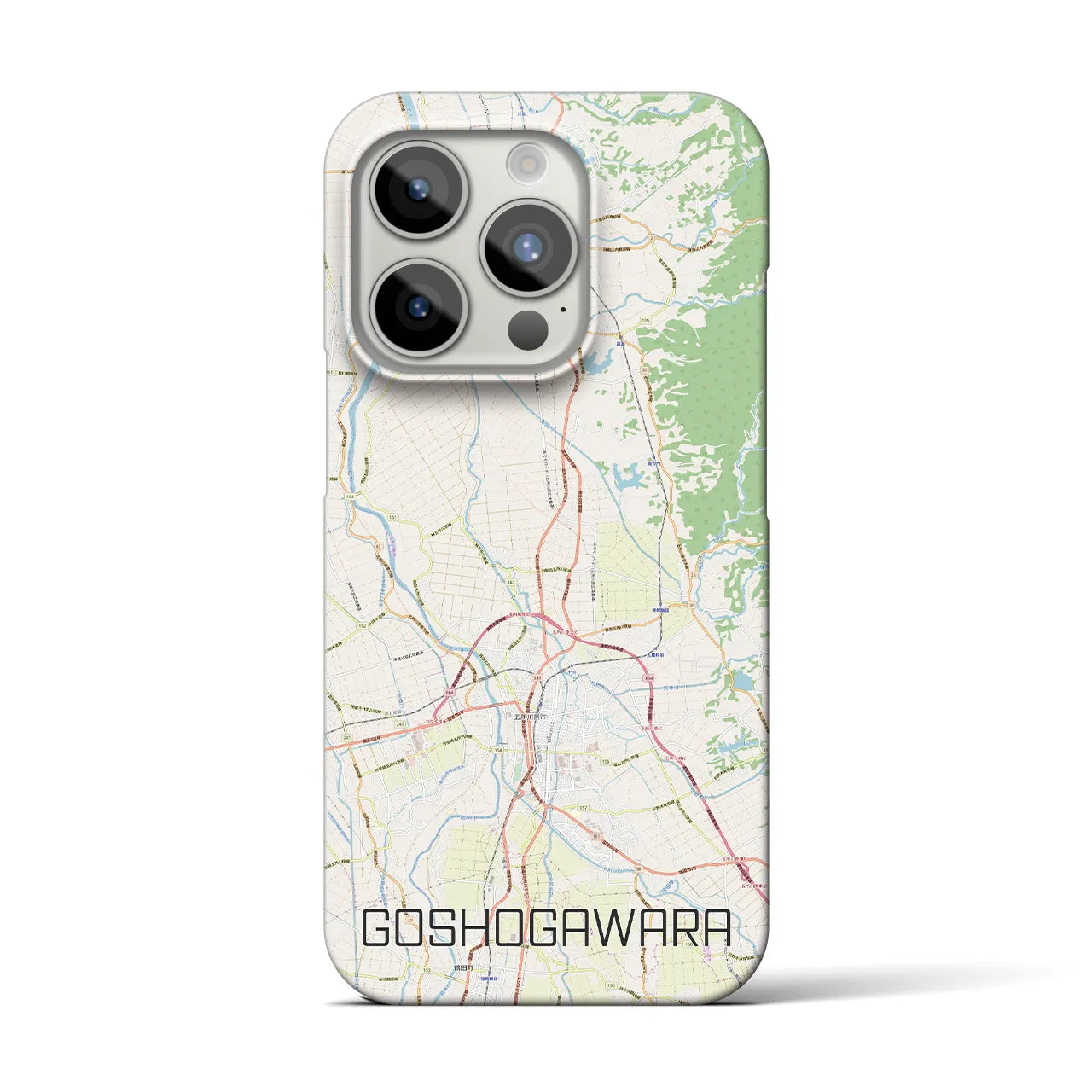 【五所川原】地図柄iPhoneケース（バックカバータイプ・ナチュラル）iPhone 15 Pro 用
