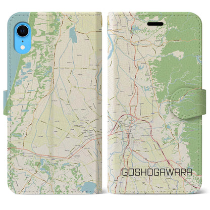 【五所川原（青森県）】地図柄iPhoneケース（手帳タイプ）ナチュラル・iPhone XR 用