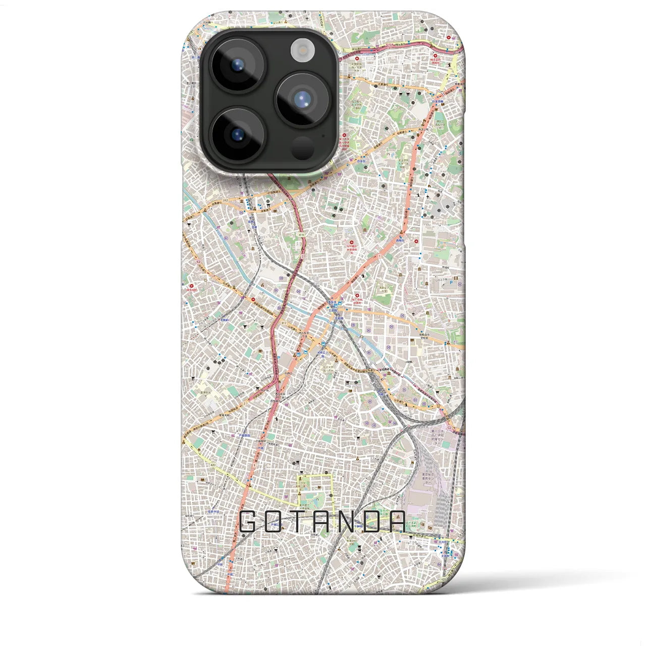 【五反田】地図柄iPhoneケース（バックカバータイプ・ナチュラル）iPhone 15 Pro Max 用