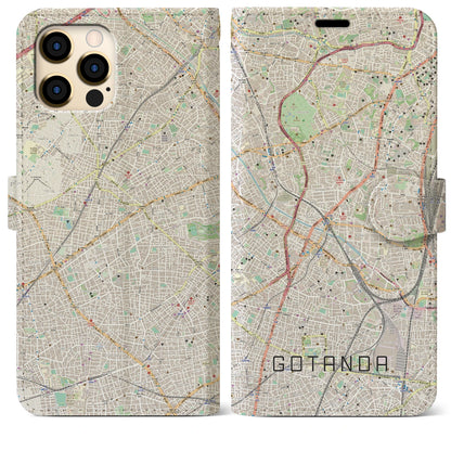 【五反田（東京都）】地図柄iPhoneケース（手帳タイプ）ナチュラル・iPhone 12 Pro Max 用