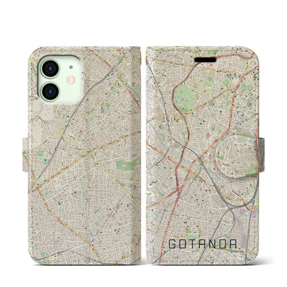 【五反田（東京都）】地図柄iPhoneケース（手帳タイプ）ナチュラル・iPhone 12 mini 用