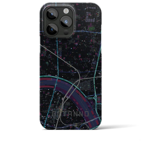 【五反野】地図柄iPhoneケース（バックカバータイプ・ブラック）iPhone 15 Pro Max 用