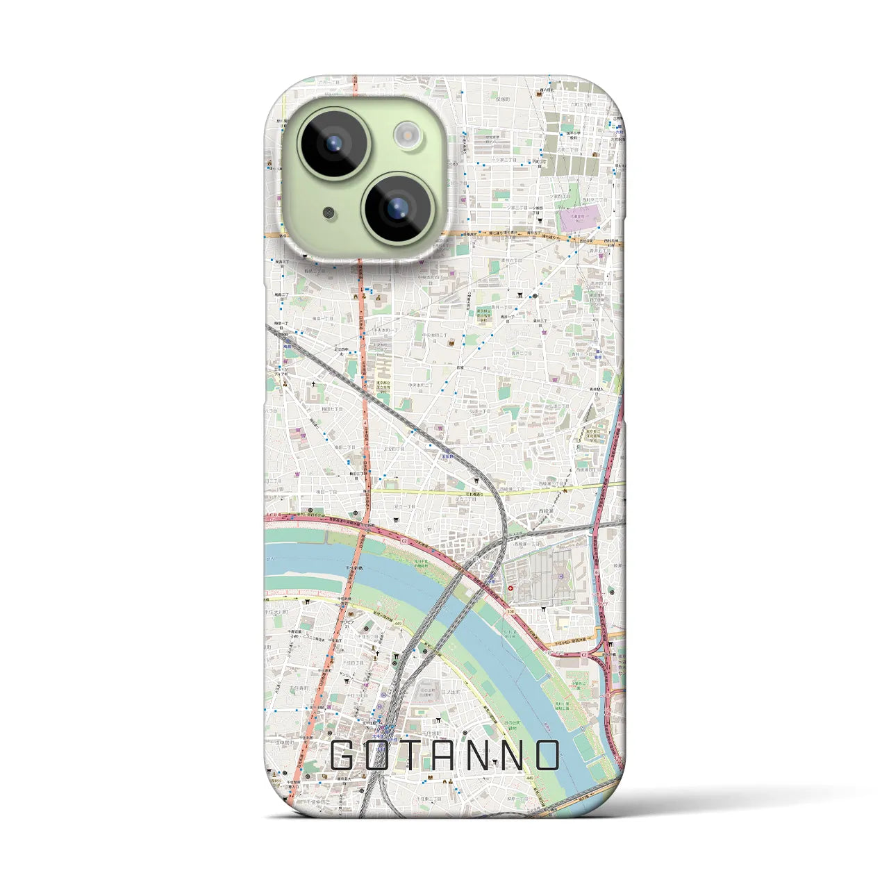 【五反野】地図柄iPhoneケース（バックカバータイプ・ナチュラル）iPhone 15 用