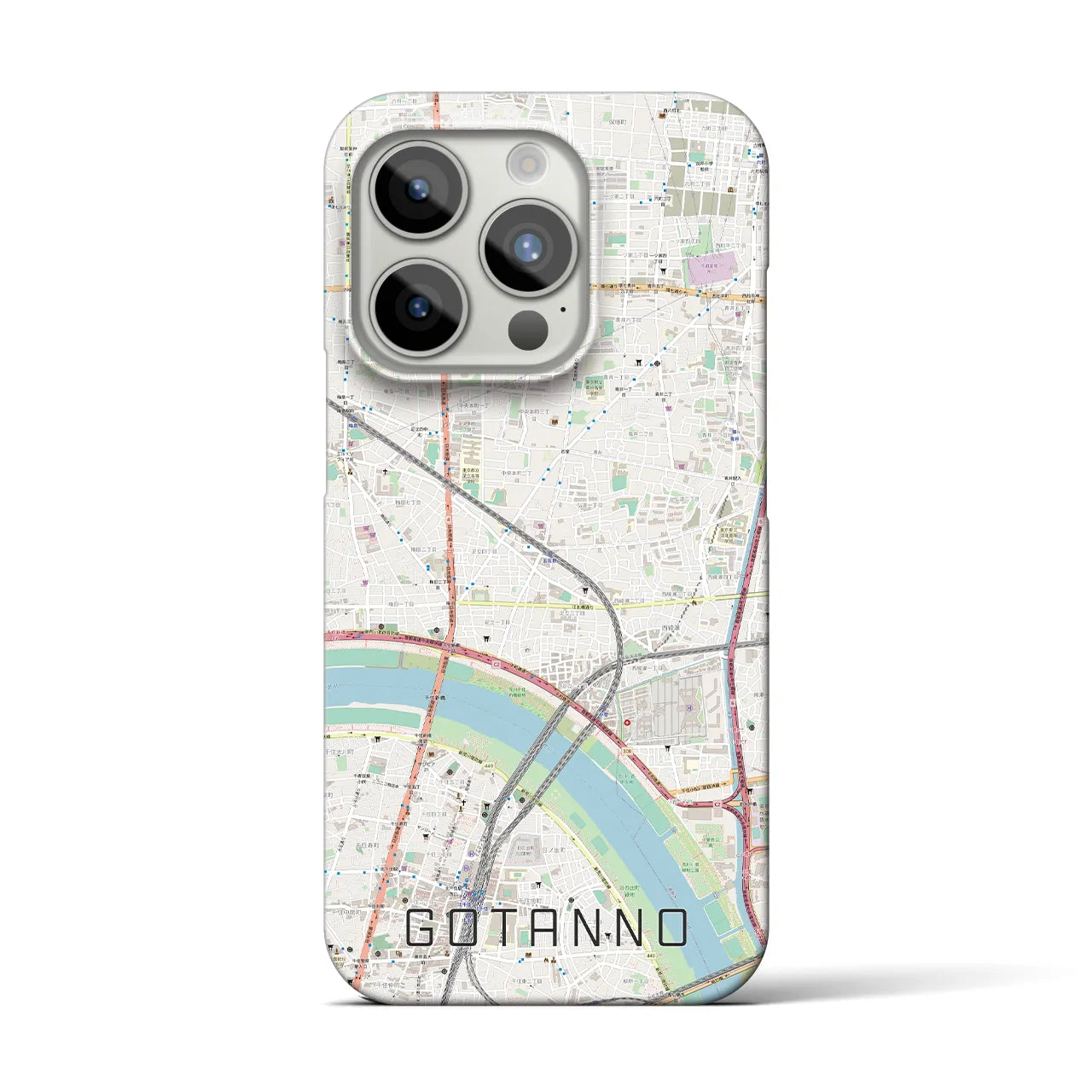 【五反野】地図柄iPhoneケース（バックカバータイプ・ナチュラル）iPhone 15 Pro 用