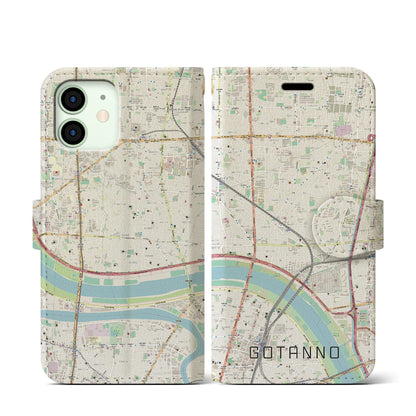 【五反野（東京都）】地図柄iPhoneケース（手帳タイプ）ナチュラル・iPhone 12 mini 用