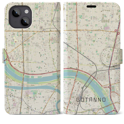 【五反野（東京都）】地図柄iPhoneケース（手帳タイプ）ナチュラル・iPhone 14 Plus 用