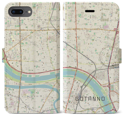 【五反野（東京都）】地図柄iPhoneケース（手帳タイプ）ナチュラル・iPhone 8Plus /7Plus / 6sPlus / 6Plus 用