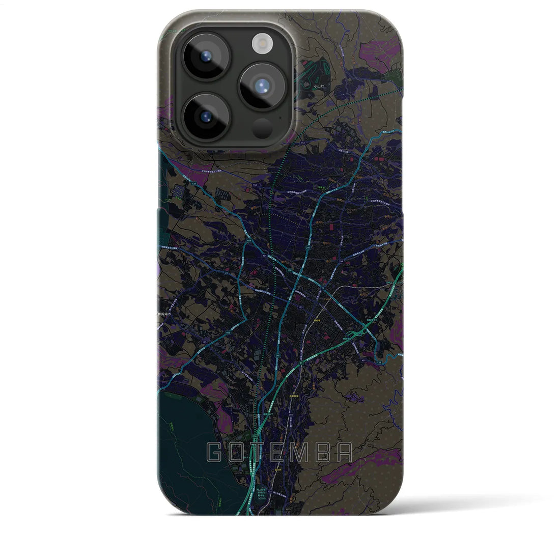 【御殿場】地図柄iPhoneケース（バックカバータイプ・ブラック）iPhone 15 Pro Max 用