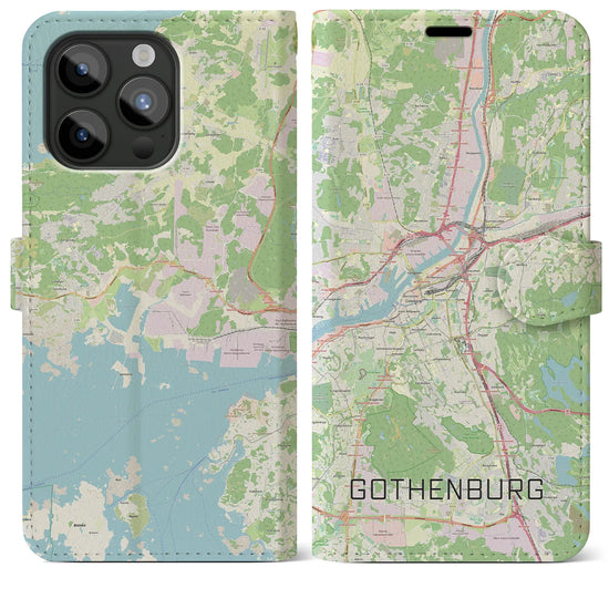 【ヨーテボリ】地図柄iPhoneケース（手帳両面タイプ・ナチュラル）iPhone 15 Pro Max 用