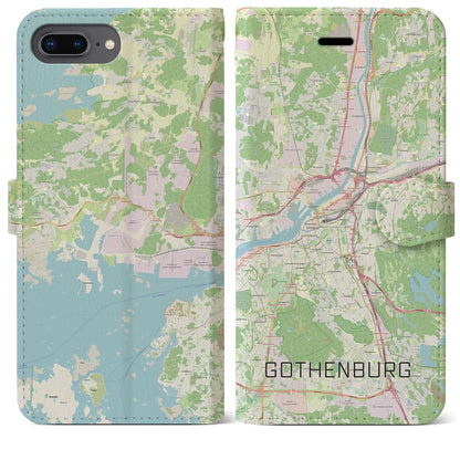 【ヨーテボリ（スウェーデン）】地図柄iPhoneケース（手帳タイプ）ナチュラル・iPhone 8Plus /7Plus / 6sPlus / 6Plus 用