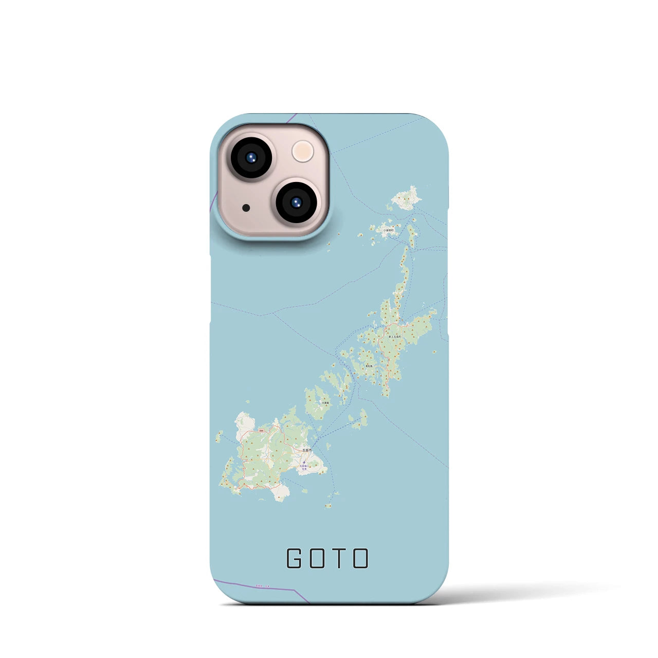 【五島】地図柄iPhoneケース（バックカバータイプ・ナチュラル）iPhone 13 mini 用