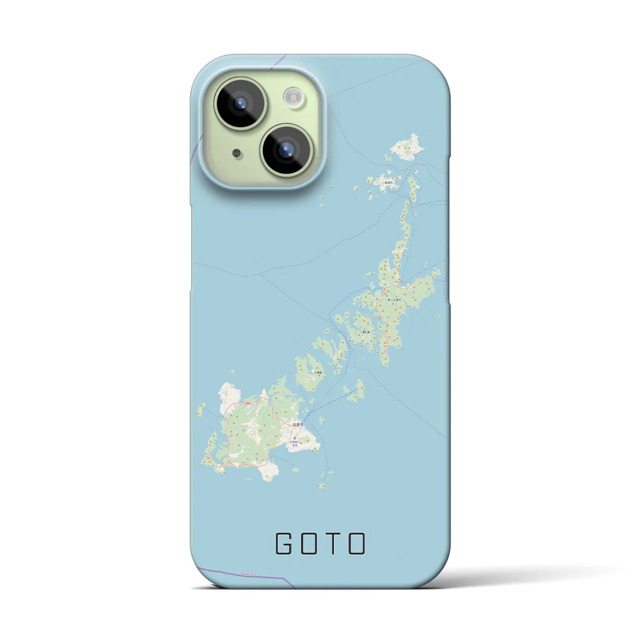 【五島】地図柄iPhoneケース（バックカバータイプ・ナチュラル）iPhone 15 用