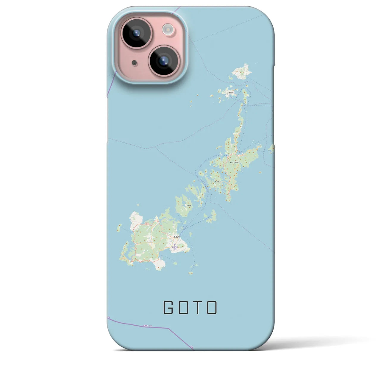 【五島】地図柄iPhoneケース（バックカバータイプ・ナチュラル）iPhone 15 Plus 用