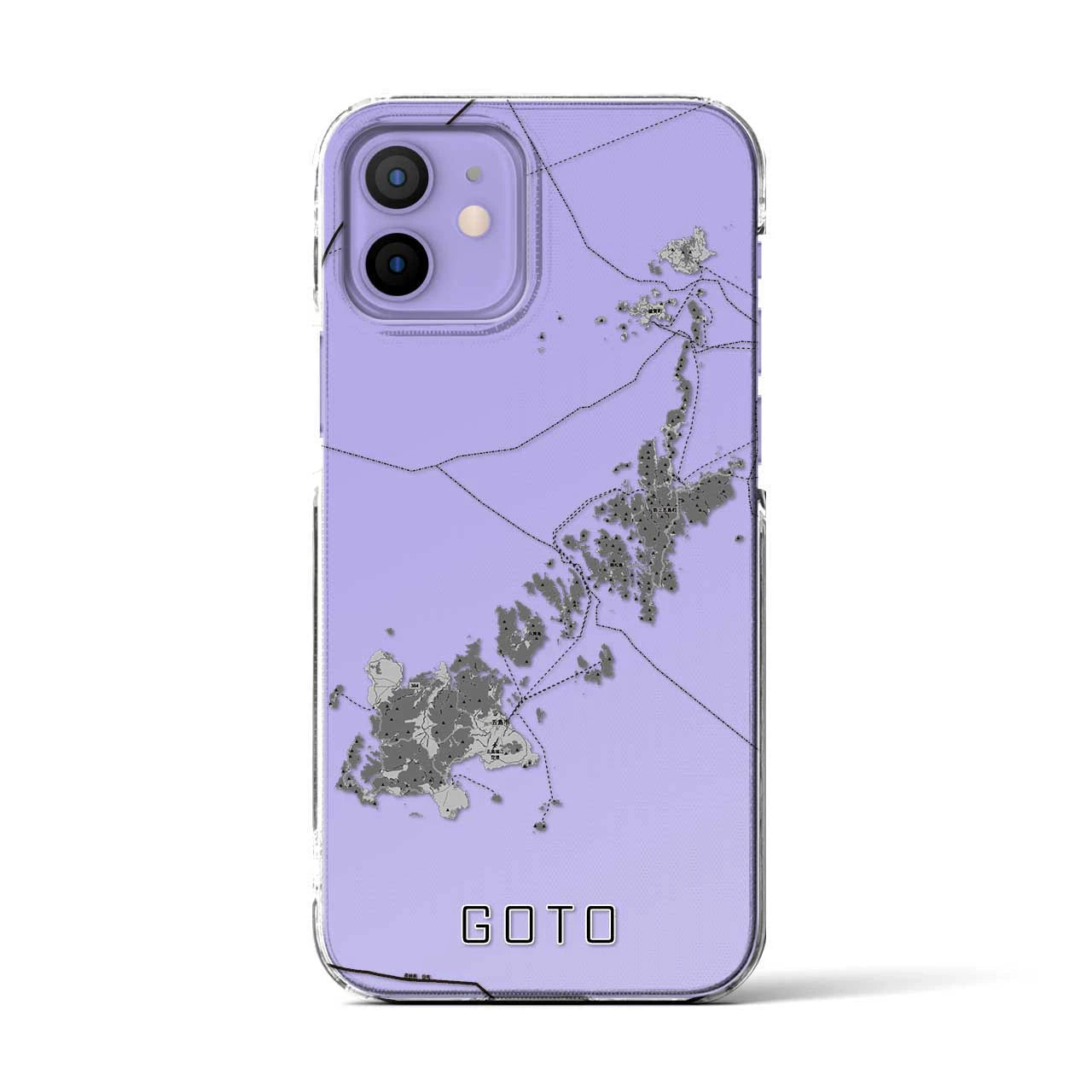 【五島】地図柄iPhoneケース（クリアタイプ・モノトーン）iPhone 12 / 12 Pro 用