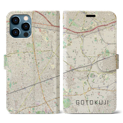 【豪徳寺（東京都）】地図柄iPhoneケース（手帳タイプ）ナチュラル・iPhone 12 / 12 Pro 用