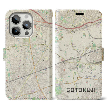 【豪徳寺（東京都）】地図柄iPhoneケース（手帳タイプ）ナチュラル・iPhone 15 Pro 用