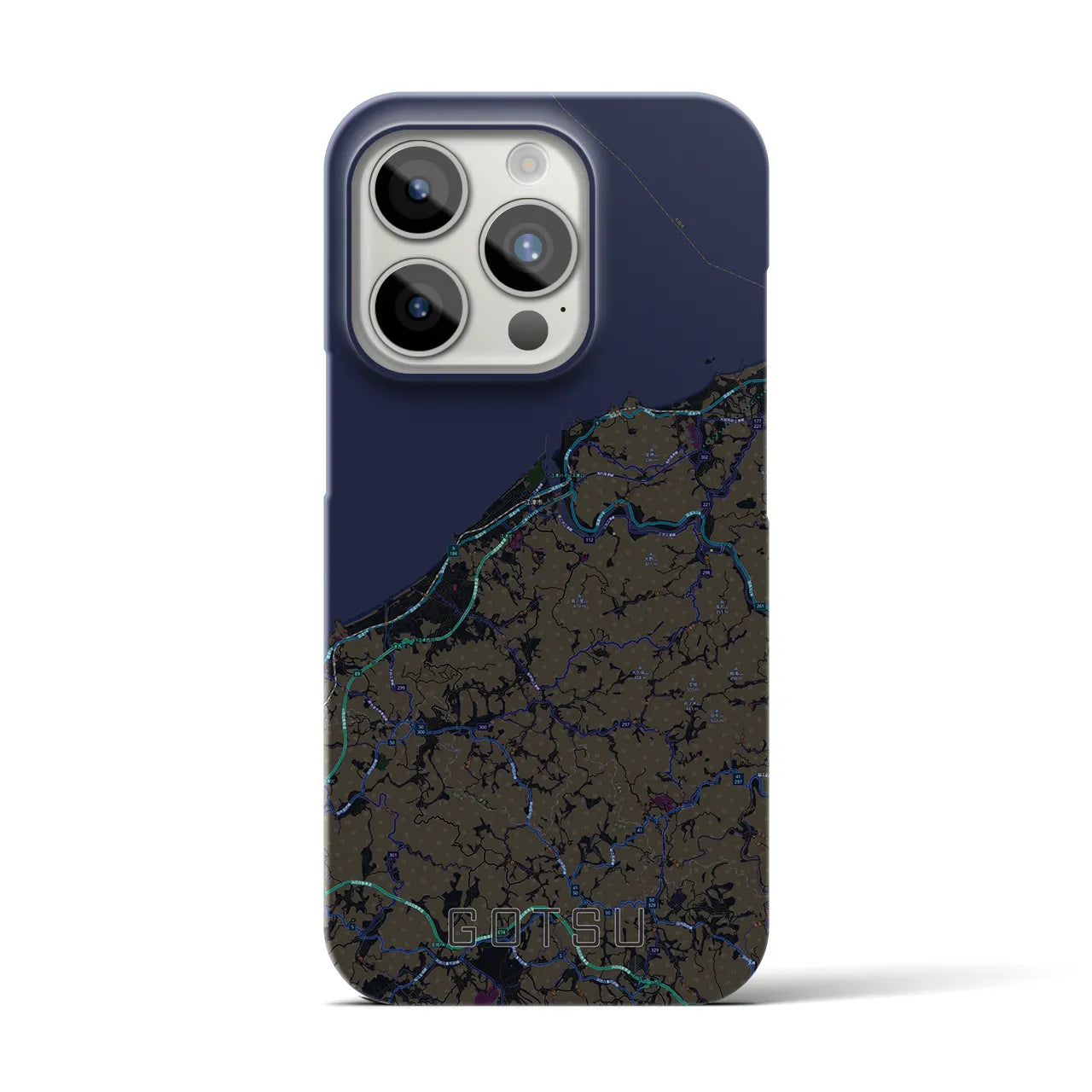 【江津】地図柄iPhoneケース（バックカバータイプ・ブラック）iPhone 15 Pro 用