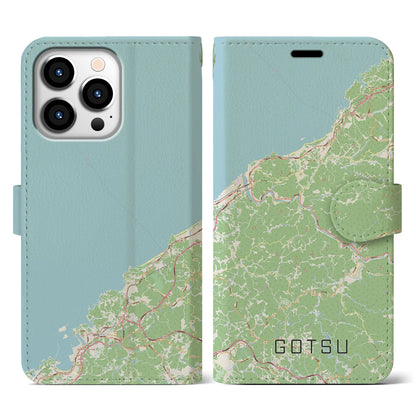 【江津（島根県）】地図柄iPhoneケース（手帳タイプ）ナチュラル・iPhone 13 Pro 用