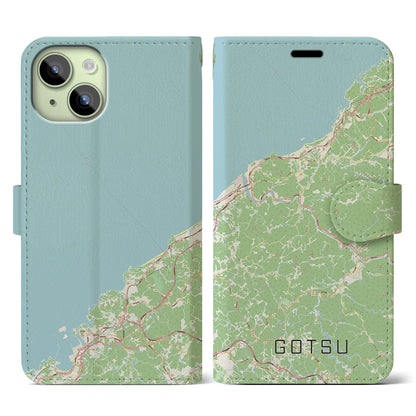 【江津（島根県）】地図柄iPhoneケース（手帳タイプ）ナチュラル・iPhone 15 用
