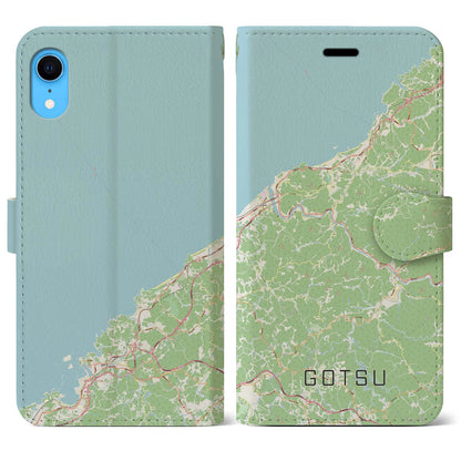 【江津（島根県）】地図柄iPhoneケース（手帳タイプ）ナチュラル・iPhone XR 用