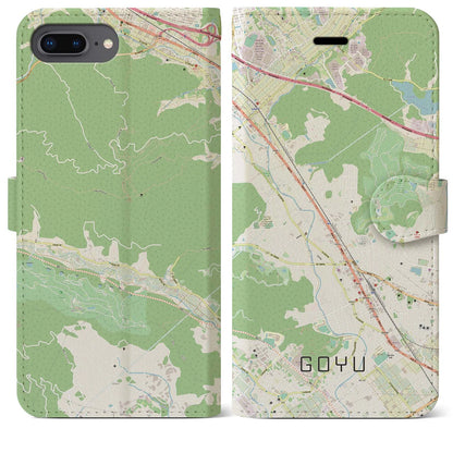 【御油（愛知県）】地図柄iPhoneケース（手帳タイプ）ナチュラル・iPhone 8Plus /7Plus / 6sPlus / 6Plus 用