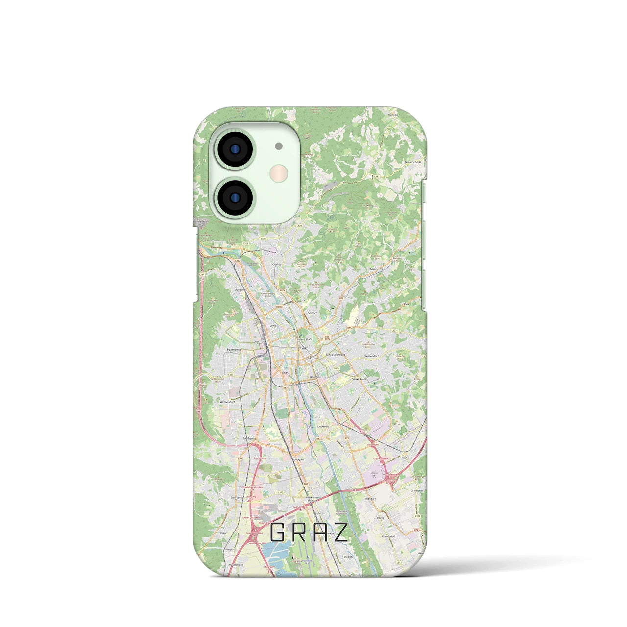 【グラーツ】地図柄iPhoneケース（バックカバータイプ・ナチュラル）iPhone 12 mini 用