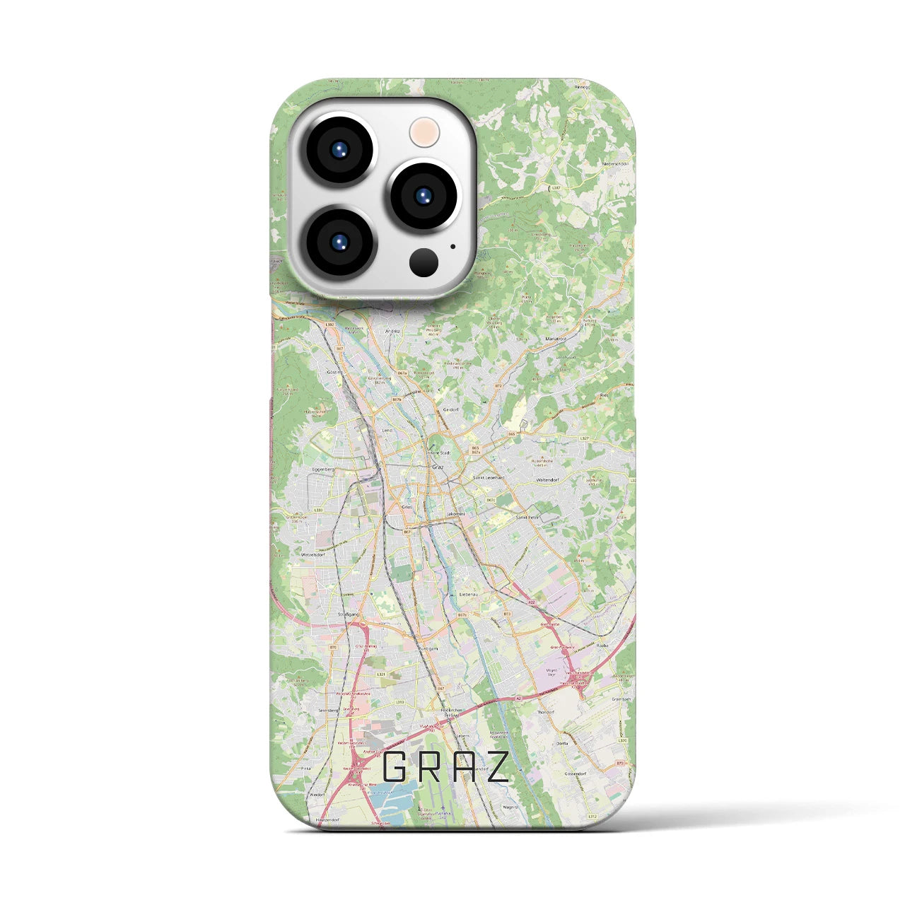 【グラーツ】地図柄iPhoneケース（バックカバータイプ・ナチュラル）iPhone 13 Pro 用